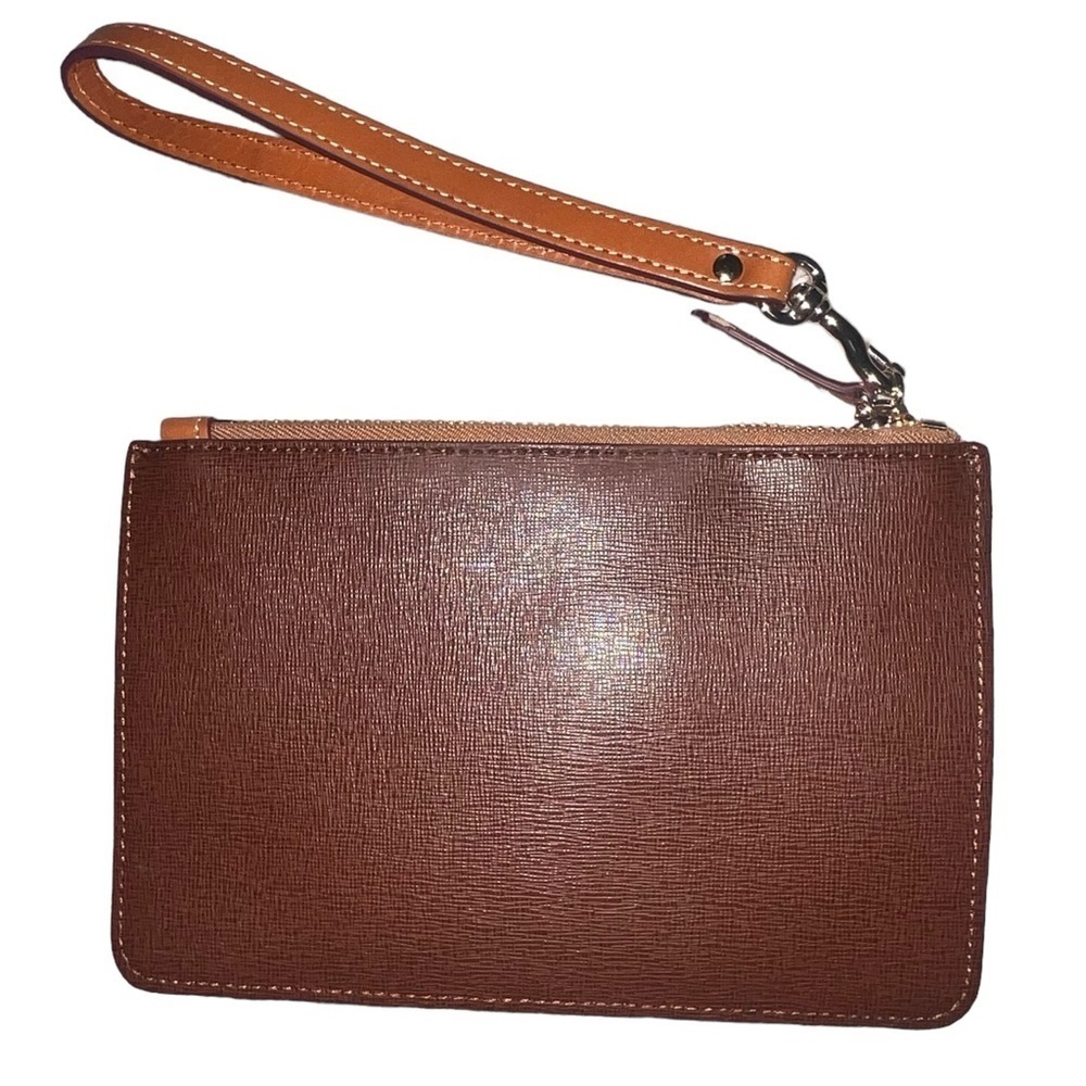 {NWOT Dooney & Bourke Saffiano Leather Zip Wristlet Wallet in Brown} - Picture 4 of 10